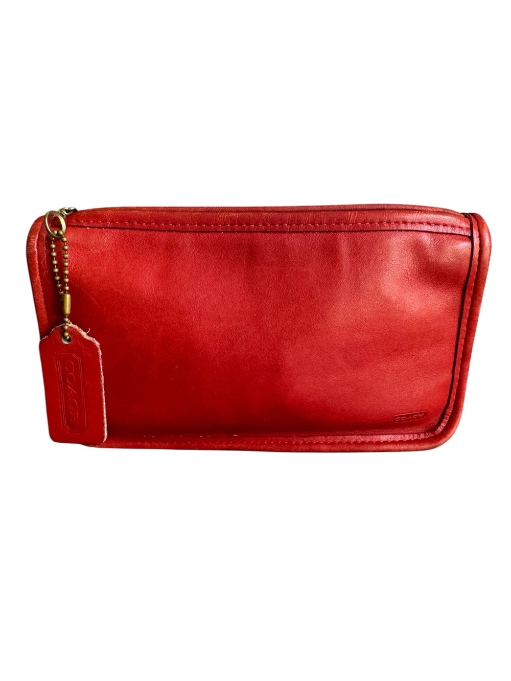 Vintage Coach Chunky Case Apple Red Leather #7165 Cosmetic Pouch Rare Clutch